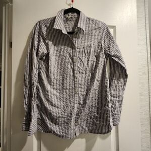 Lucky Brand Womens Casual Striped Shirt - Gray and White Size M Euc